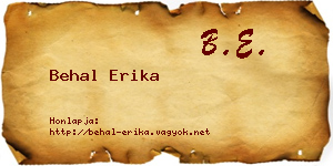 Behal Erika névjegykártya